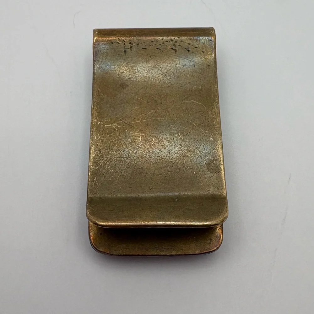 Vintage Turquoise, Wood & Brass Money Clip